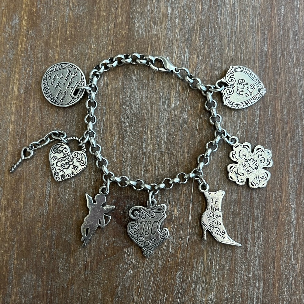 Brighton Silver Charm Bracelet with Heart and Boot Charms